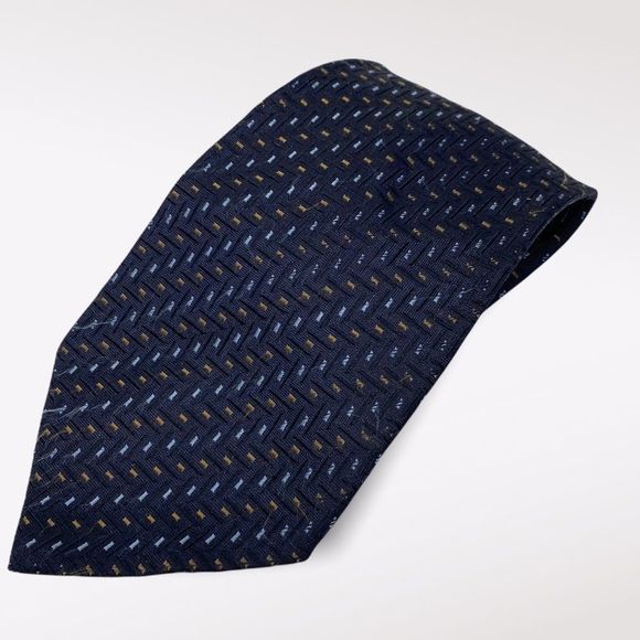 Bellissimo | Midnight Blue Patterned 100% Silk Tie - Picture 1 of 7